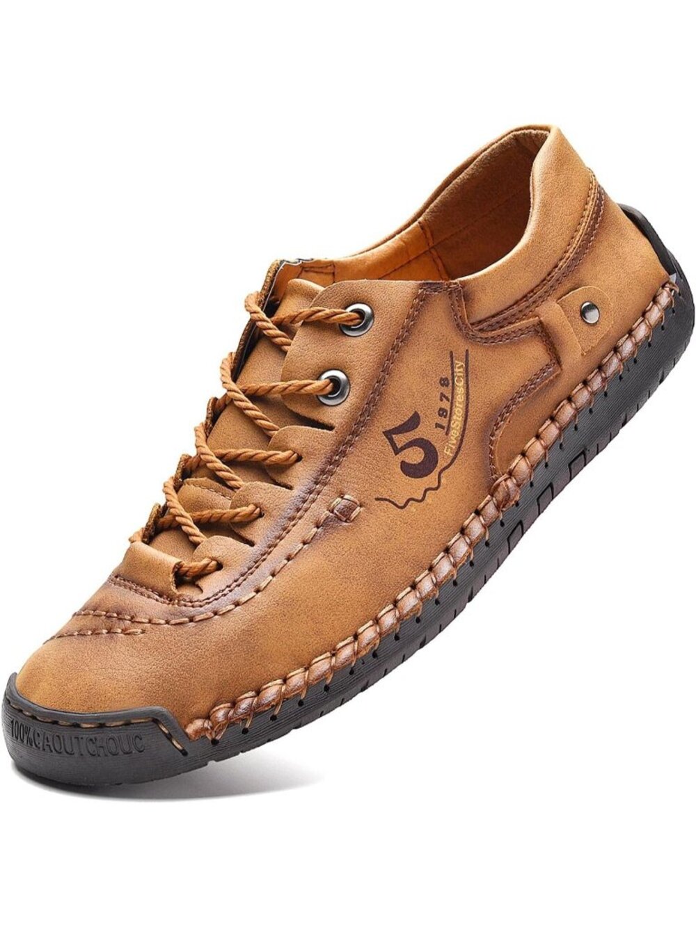 👑Mens Brown Casual Sneakers Walking Shoes Hand Made Leather Dress Flats Shoes